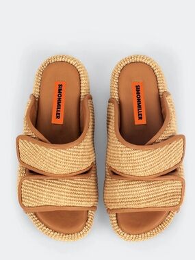 Simon Miller Tan Cro Woven Slide Sandals NWT